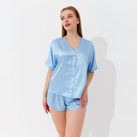 Female pajamas (shirt, shorts) minku: Light Touch, Blue color, size 48