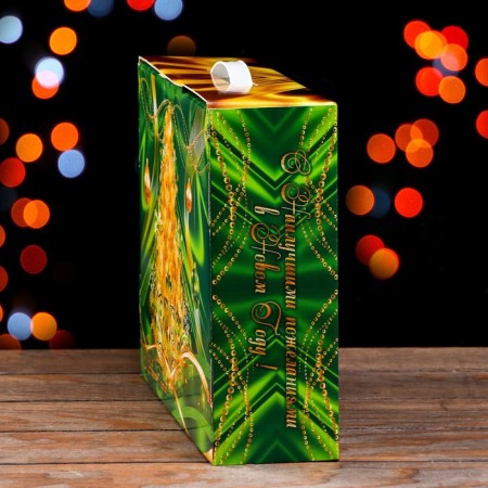 Gift box "Festive silk" in green 29 x 9 x 25 cm-3