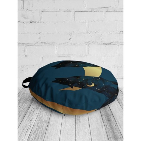 Pillow Sidue "Wolves and Month", decorative, D = 52 cm-1