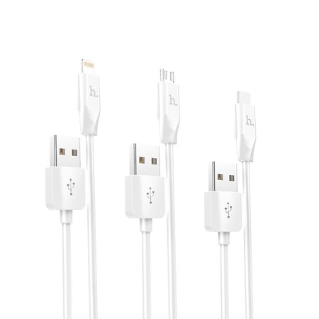 Hoco X1, microUSB/Lightning/Type -C - USB, 2.4 A, 1 m, white cable-3
