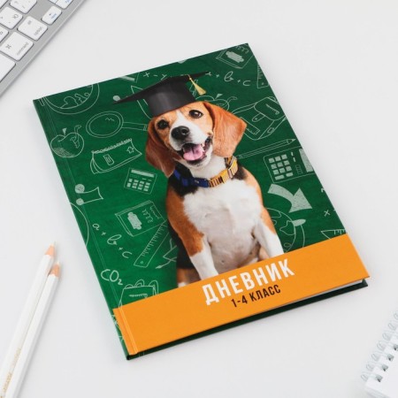 School 1-4 Diary “September 1: Smart Dog”, solid cover 7BC, glossy lamination, 48 sheets-1