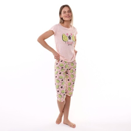 Female homemade set (T -shirt/Bridges), peach color, size 44-4