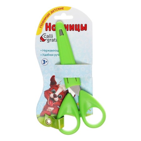 Chancellery scissors 13 cm in a protective case for Calligrata blade, plastic pen, mix-1