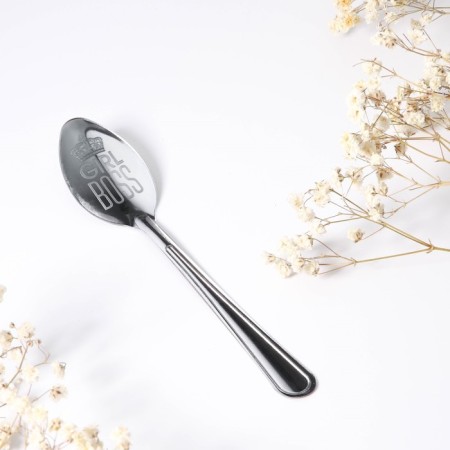 A teaspoon spoon with “Girl Boss” engraving, on a gift card, 3 x 14 cm.-3