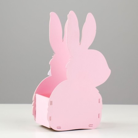 Wooden Kashpo 13x7.5x22 cm "Bunny", pink-4