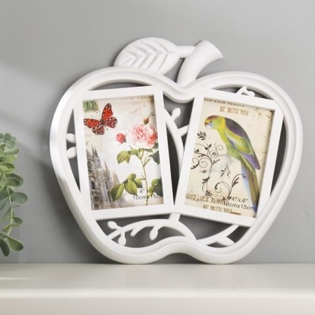 Photo frame in 2 photos 10x15 cm "Apple" White 28.6x8.6x2 cm