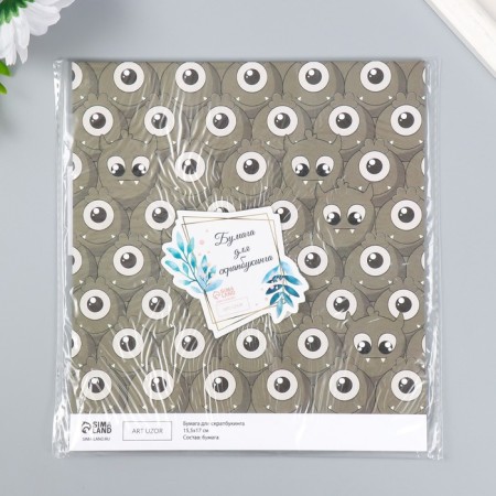 Scrapbooking paper bilateral "monsters and leaves" density 180 g 15.5x17 cm-5