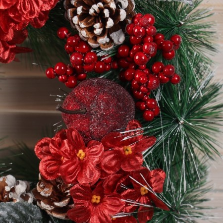 New Year's Wreath D-30 cm "Forest Festival" Small flowers leaves-1