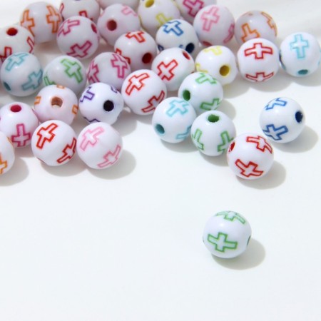 Acrylic bead "Cross", ball d = 8 mm, set 10 g, color mix-1
