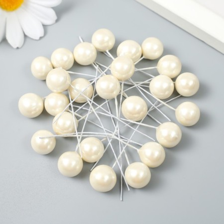 Decor for creativity "Ball white pearl" d = 1.2 cm set 25 pcs 6x1.2x1.2 cm