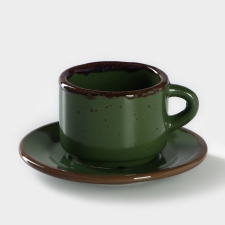 Porcelain Coffee steam Punto Verde, cup 80 ml, saucer d = 6 cm