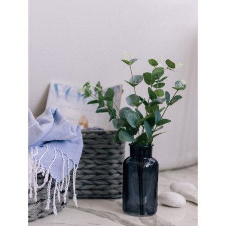 Flower composition "Eucalypt" in a bottle vase, green color / chocolate