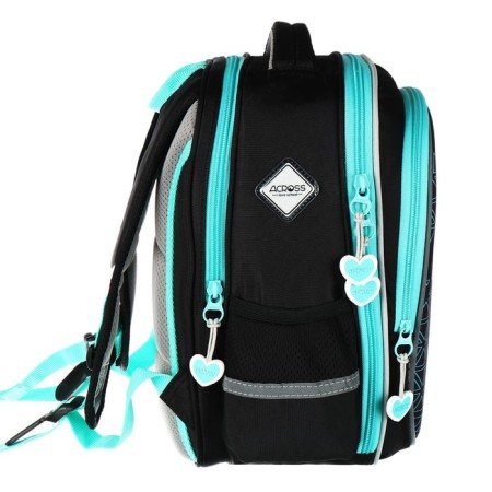 School backpack 37 x 28 x 13cm, ergonomic back, Across 557, black-3