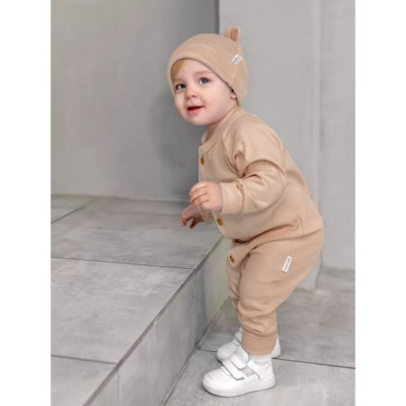 Children's overalls with a fashion cap, height 80 cm, beige color-2