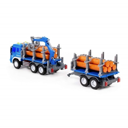 Lesozhot car inertial "City" with a trailer, light, sound, color blue-2