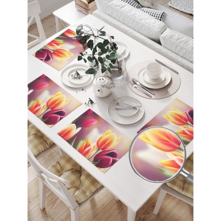 Set of napkins for setting the table "Field of tulips", rectangular, size 32x46 cm, 4 pcs-1