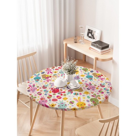 Rabbard “Rabbits and Easter”, round, oxford, elastic band, size 120x120 cm, diameter 75-100 cm-2