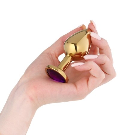 Anal traffic jam-hoods, gold, crystal with dark purple, d = 33 mm-2