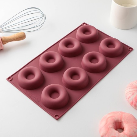 The form for baking the share "Sweets. Donuts ", 29 × 17 cm, 8 cells (d = 6 cm), color mix