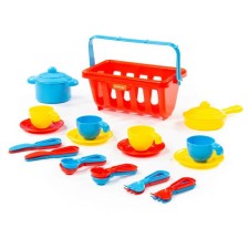 Basket with children's dishes Top CHEF for 4 persons, MIX colors