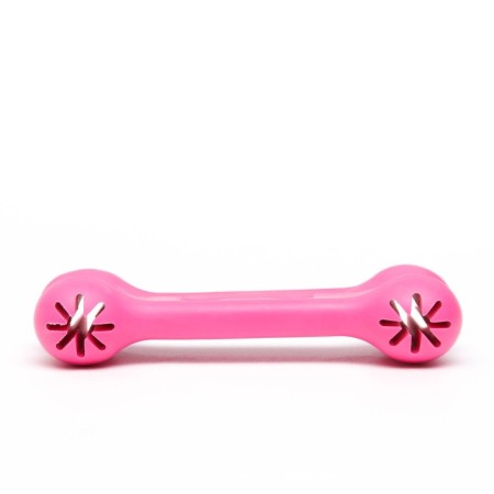 Chewing toy "Tasty bone" with holes for treats, TPR, 11 cm, pink-4