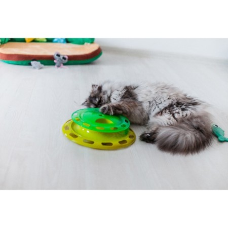Game complex for cats with feed compartments and ball (cardboard box), mix-8