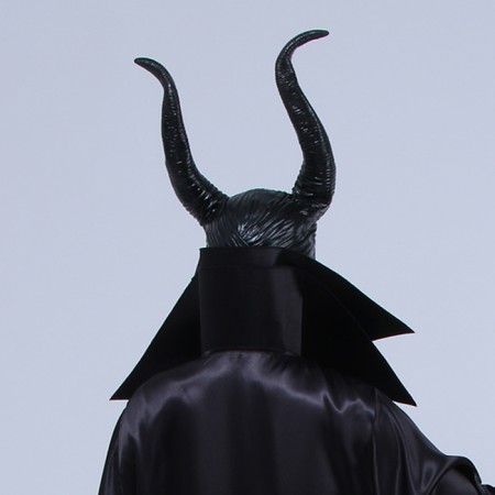 Carnival headdress with curved horns, black color-2