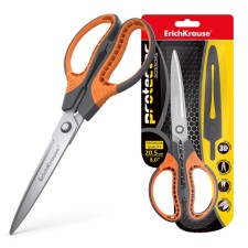 Scissors 20.5 cm Erichkrause Protector, with a cover, reinforced, shock-resistant, gray-orange