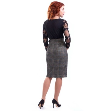 Women's skirt, size 42, brown color, black-6