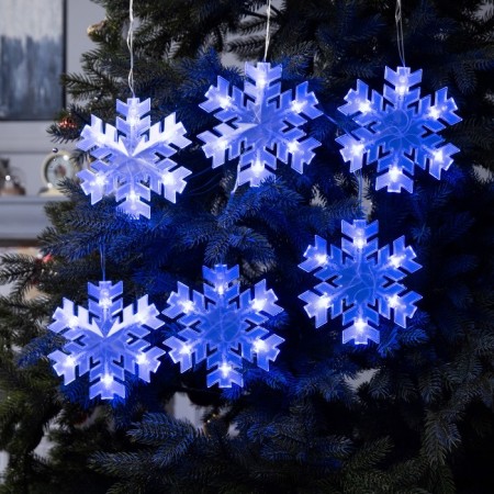 Garland “thread” 2 m with nozzles “Matova Snowflake”, IP20, transparent thread, 36 LED, blue glow, 220 V-1