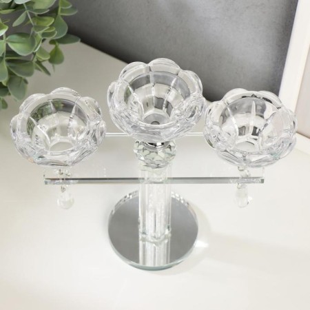 Glass of Glass for 3 candles "Flower buds" 18x19.5x7 cm-2