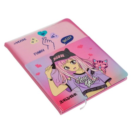 Universal diary for grade 1-11 Manga Girl, integral cover, artificial leather, silkography, lies, 80 g/m2-1