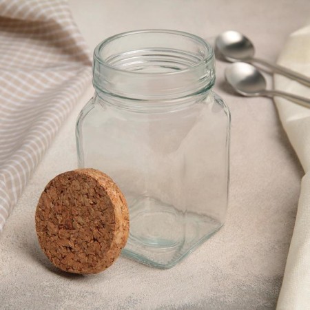 Glass jar for spices with a cork lid "Eco", 200 ml, 6 × 11.5 cm-2