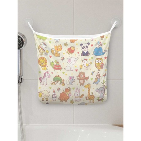Organizer in a bath on suction cups “Gray card”, for storing toys and little things, size 33x39 cm