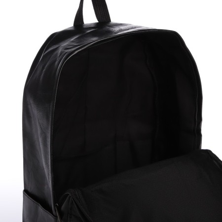 City backpack of artificial leather with lightning, 4 pockets, black color-4