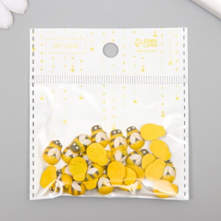 Decor for creativity wood "yellow bee" set of 30 pcs 0.9x1.3 cm-3