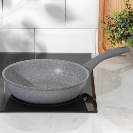 Pan, d = 24 cm, plastic handle, anti -stick coating, color light marble-5