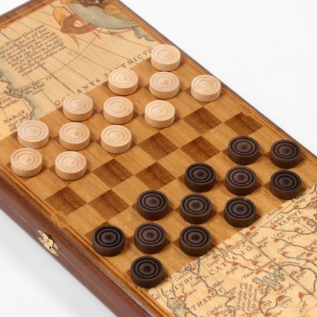 Wooden backgammon large, with “sea” checkers, board game, 50 x 50 cm-4