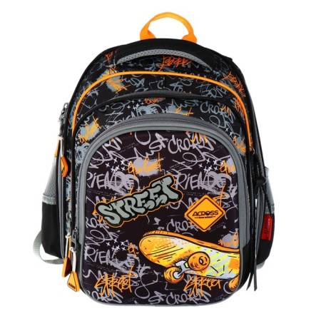School backpack 40x33x15cm, ergonomic back, Across 410, gray/yellow-2