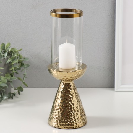 Ceramics candlestick, glass for 1 candle "ibis" d = 7.5 cm gold 10.5x10.5x29.5 cm-3