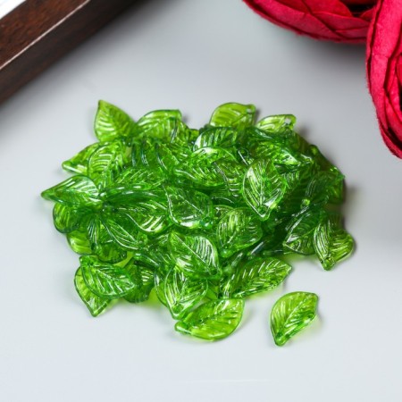Decor for creativity Plastic "Green Leaf" set 80 pcs 1.4x0.8 cm-1