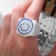 Ring "Smiley", color blue-white, 17 size