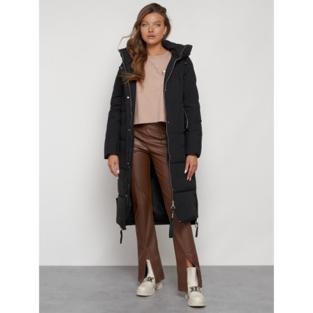 Coat insulated winter female, size 50, black color-23
