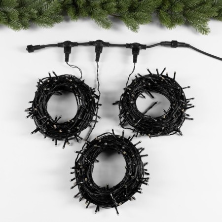 Garland "Clip-Light" 3 threads of 20 m, IP44, UMS, dark thread, 399 LED, glow warm white, flicker, 24 V in-1