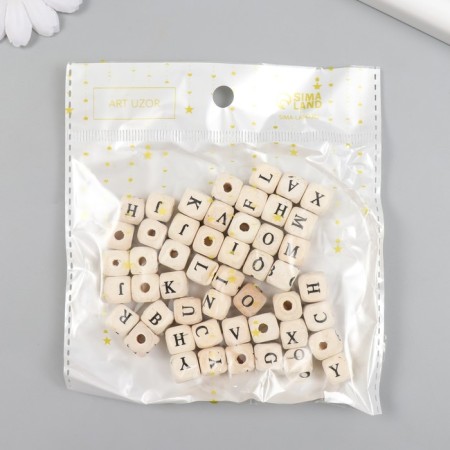 A set of beads for creativity wood "English alphabet" (set50 pcs) 1x1x1 cm-3