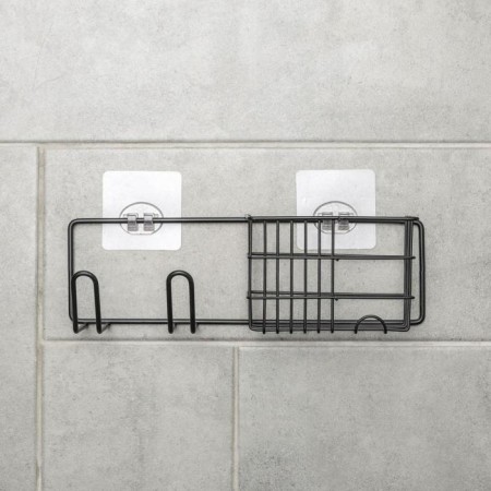 Velcro shelf with a hairdryer holder, 27 × 8 × 8 cm, black color-1