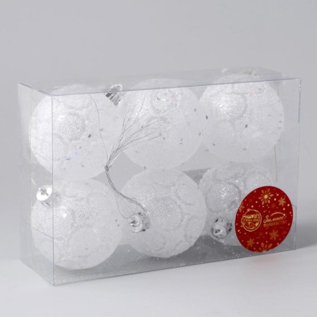 Set of balls plastic D-6 cm, 6 pcs "Magic" white-1