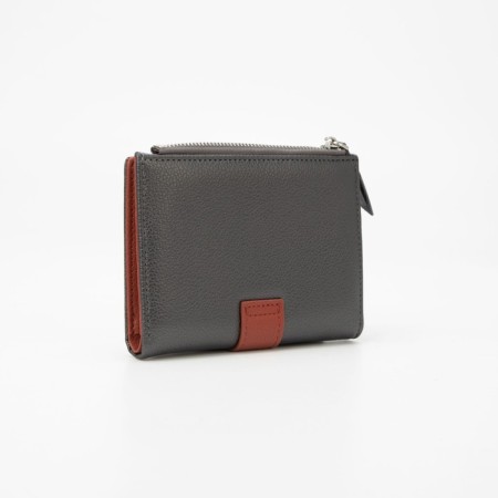 Women's wallet on the button, gray color-1