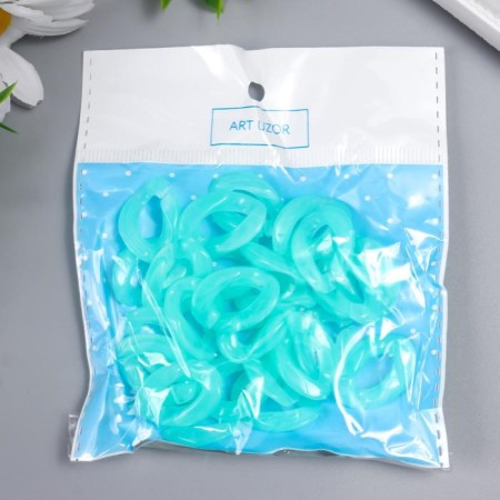 Decor for creativity plastic "Ring for the chain" Pastel turquoise set 25 pcs 2.3x1.65 cm-3