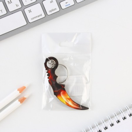 Key keychain "Cerambit", fire, 2.5 x 7 cm-4